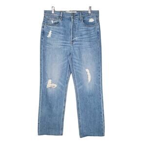 Frank & Eileen Monaghan Straight Jeans Ripped Raw Hem Crop 1987 Wash Size 30